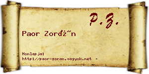 Paor Zorán névjegykártya